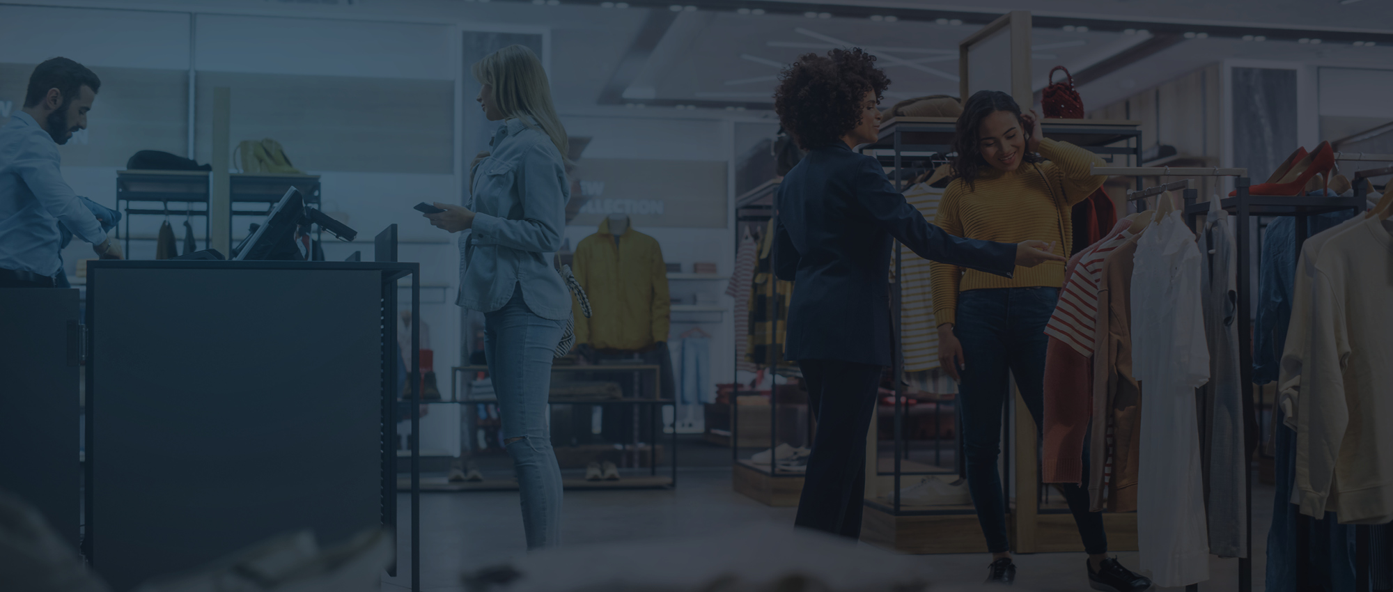 Diapositive qui illustre la technologie de comptage dans un commerce. Slide that illustrates counting technology in a store.